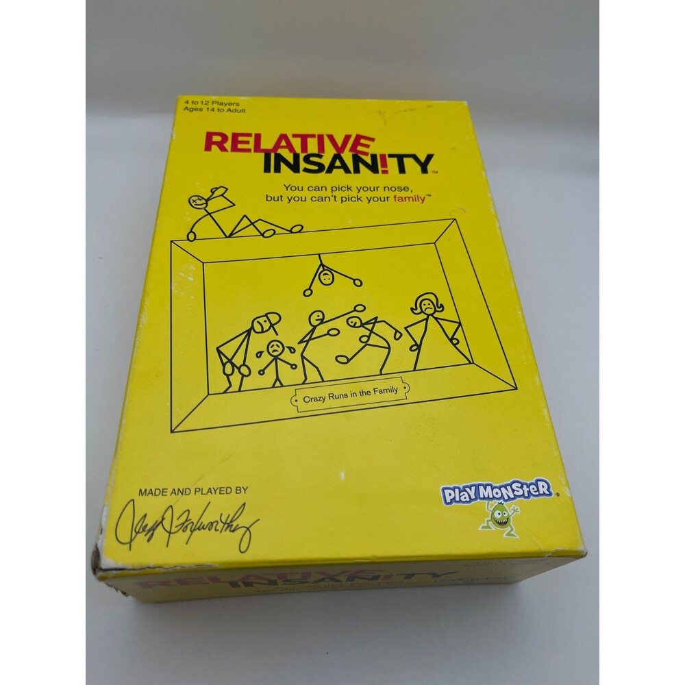 Relative Insanity Party Card Game PlayMonster COMPLETE 4–12 Players Age 14+ Used